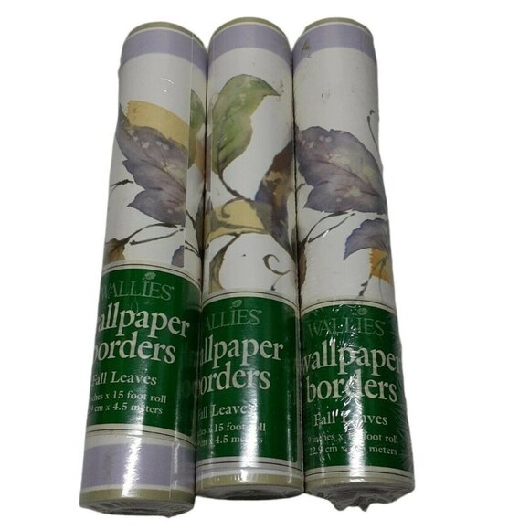 Wallies Wallpaper Border Fall Leaves 15' Craft Supply 3 rolls Scrapbooking - Picture 1 of 3